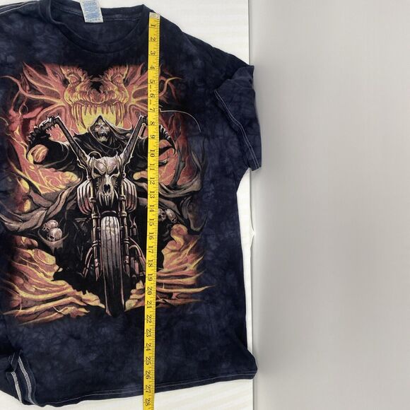 Vintage SKULLBONE Fiery Skeleton Motorcycle Rider Shirt Large Delta Pro Gothic - Picture 9 of 10